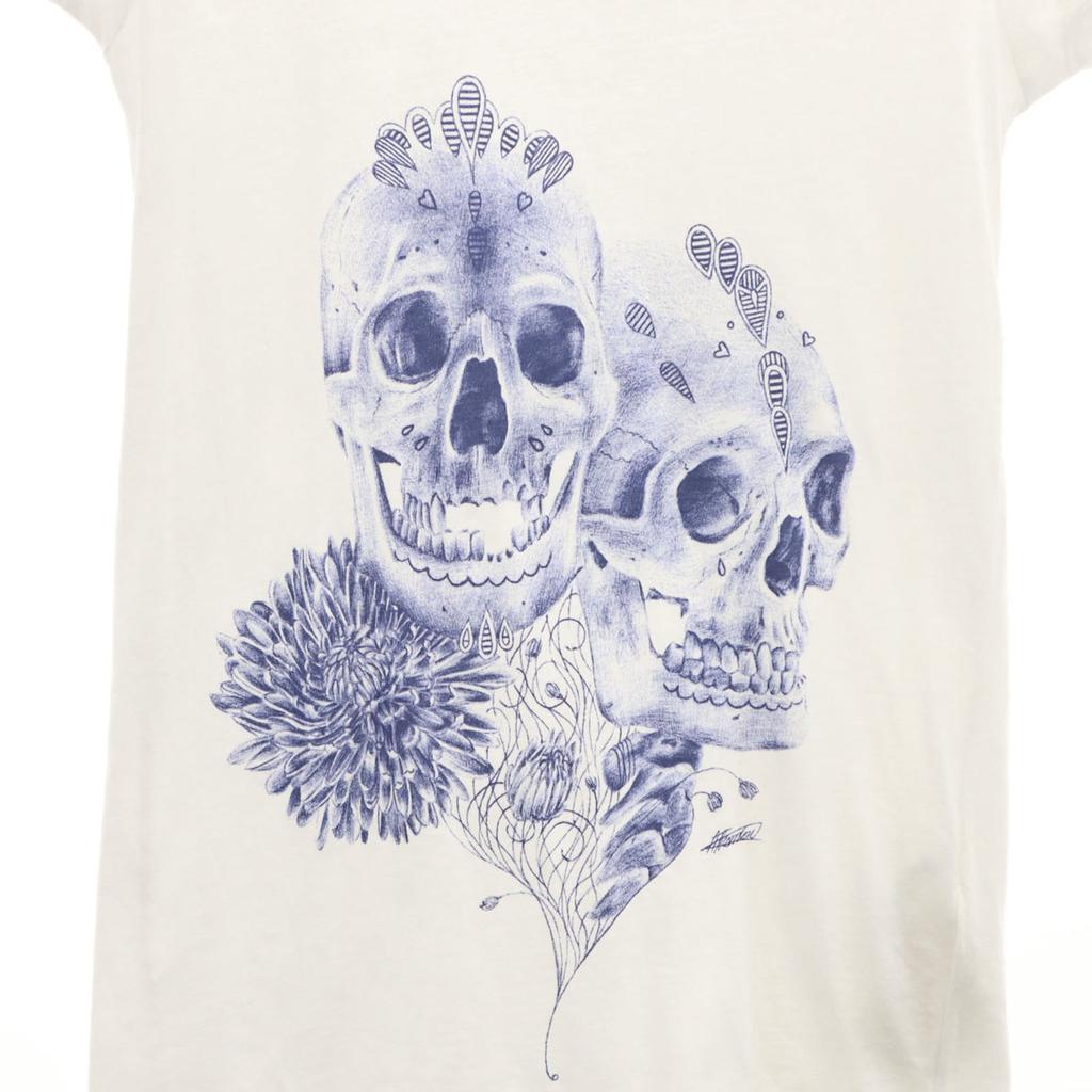 55DSL Skull French Sleeve T-shirt XXS White Women Used