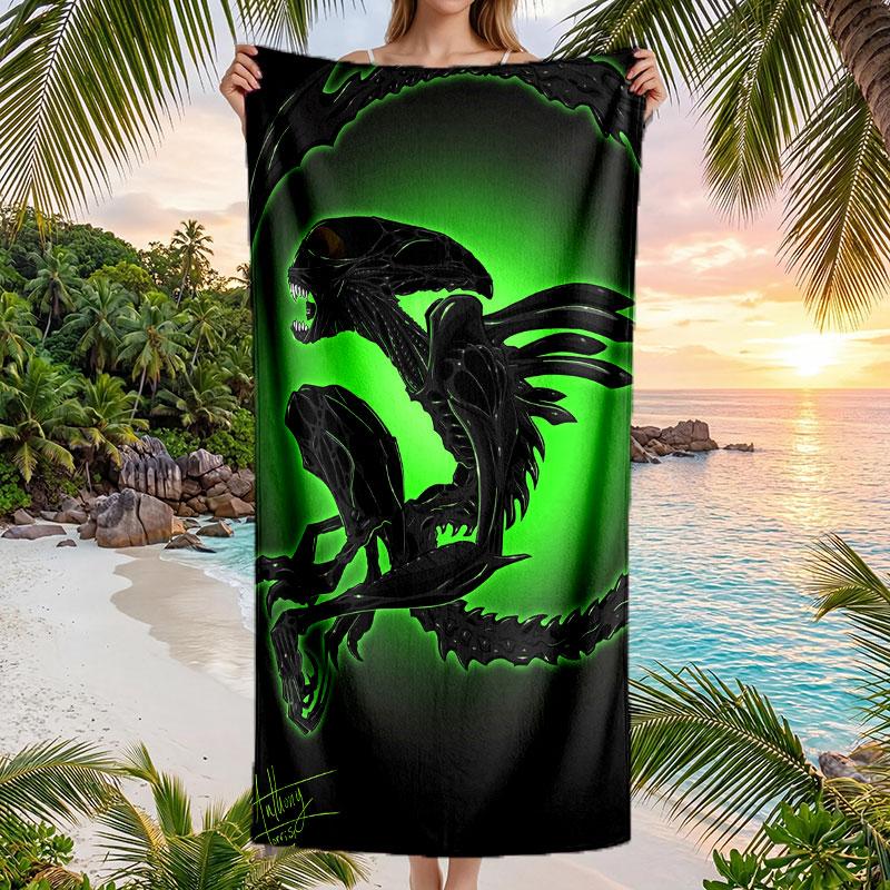 Large Beach Towel Quick Dry Absorbent Towel For Beach IndoorAlien Xenomorph