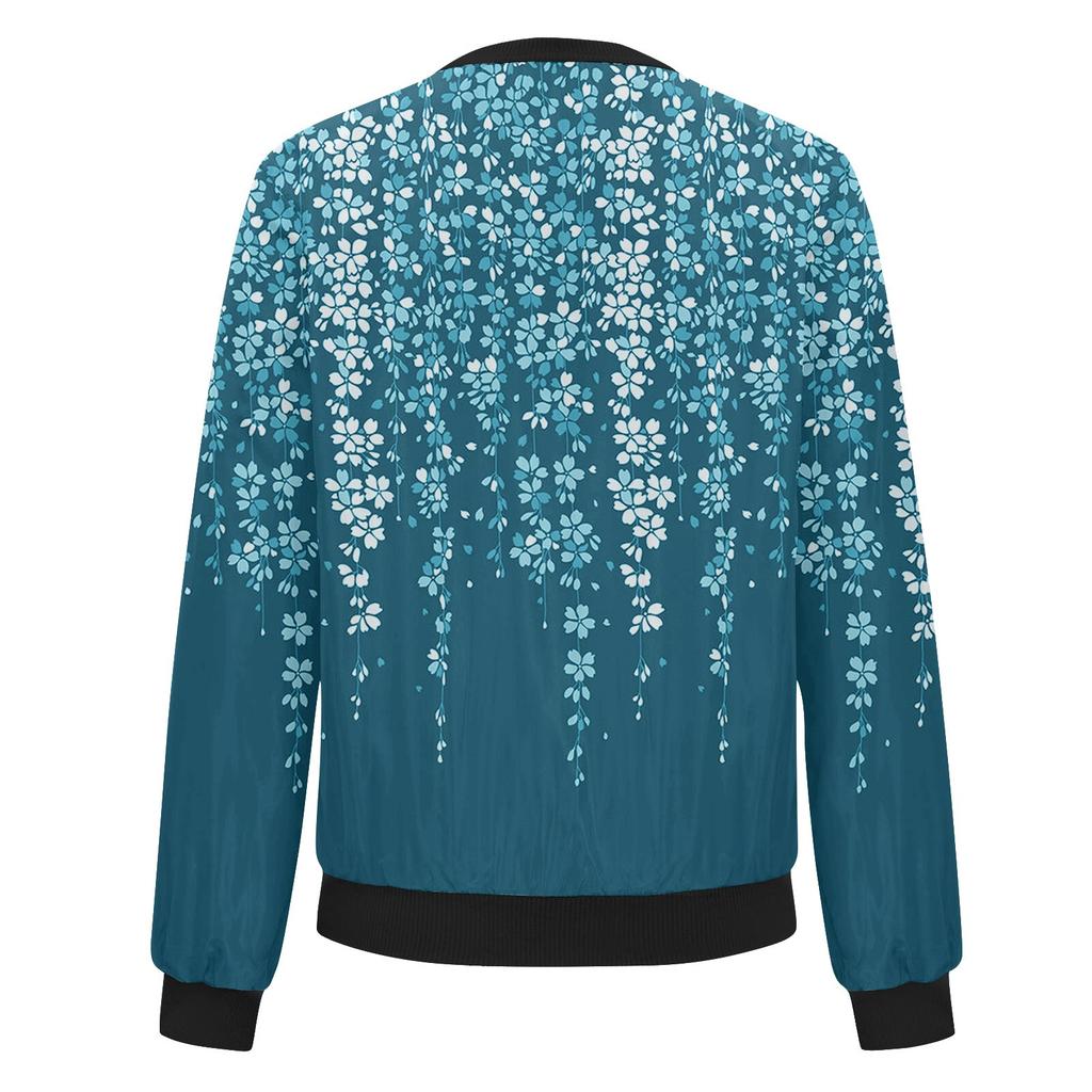 Jackets For Women Long Sleeve Lightweight Zip Up Cropped Print Outerwear Casual Quilted Jackets with Pockets