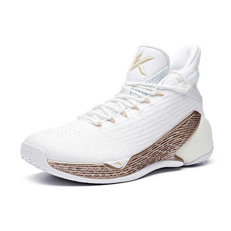 Anta KT4 Klay Thompson Final Home Abrasion Resistant Breathable High top Basketball Shoes Men's White Gold 11931101-1
