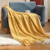 Cozy Corn Knit Throw Blanket with Tassels, Contemporary Style, All-Season Multipurpose Shawl, Bed, Nap, Car, Air Conditioning Blanket, Versatile