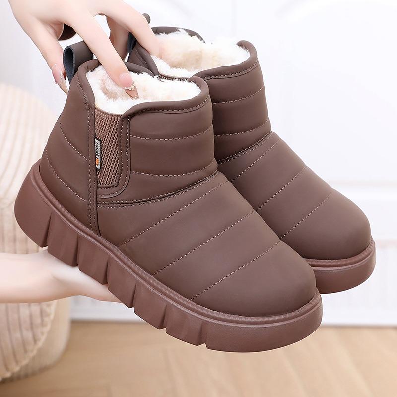 Snow boots women's autumn and winter velvet women's shoes cotton shoes women's one-pedal platform mother shoes fashionable heightening shoes