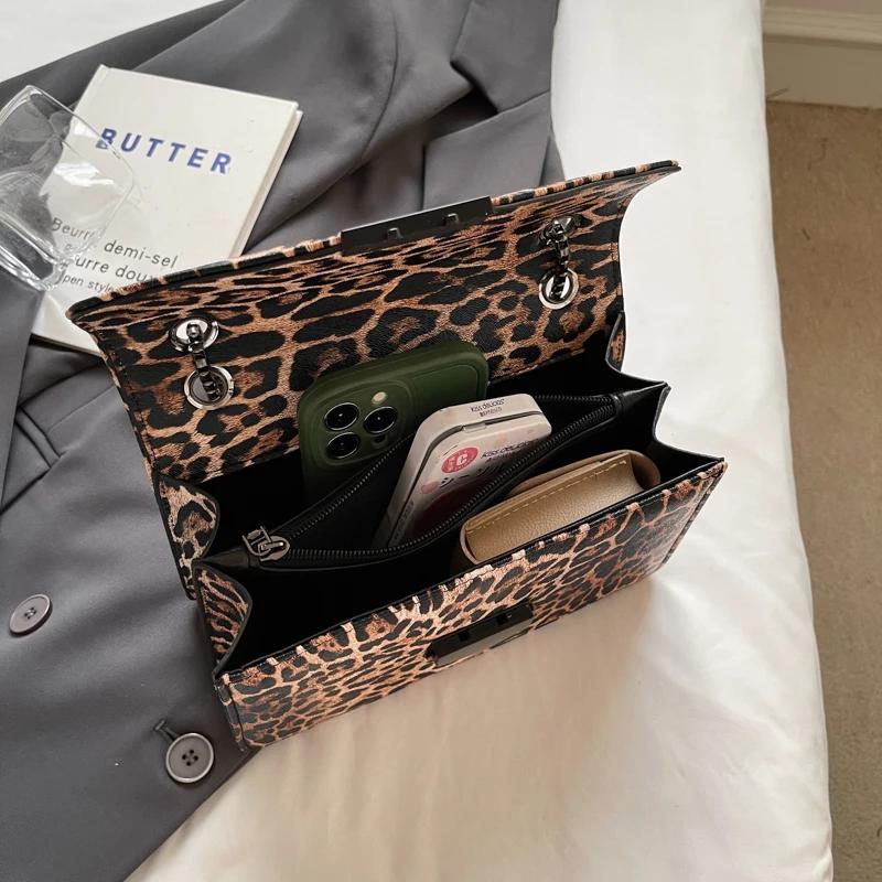 Wysokiej klasy mała kwadratowa torebka w panterkę nowa moda wszechstronna torebka na ramię z przekątną damska niszowa torebka designerska