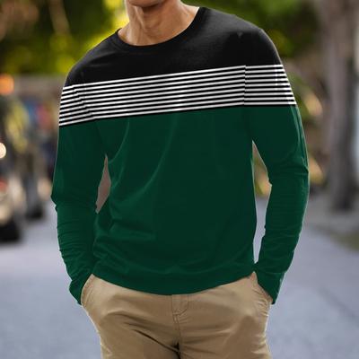New Ventilate Stripe T Shirt For Mens Long Sleeve Top O-Neck Pullover Oversized Autumn Clothing Sports Casual Male Mens Clothing