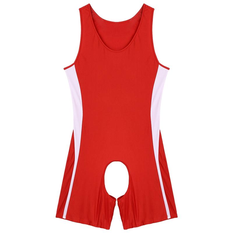 Jockstrap-Unterwäsche für Herren, einteiliger rückenfreier Trikotanzug, ärmellos, hoch geschnitten, Wrestling-Singlet-Shorts