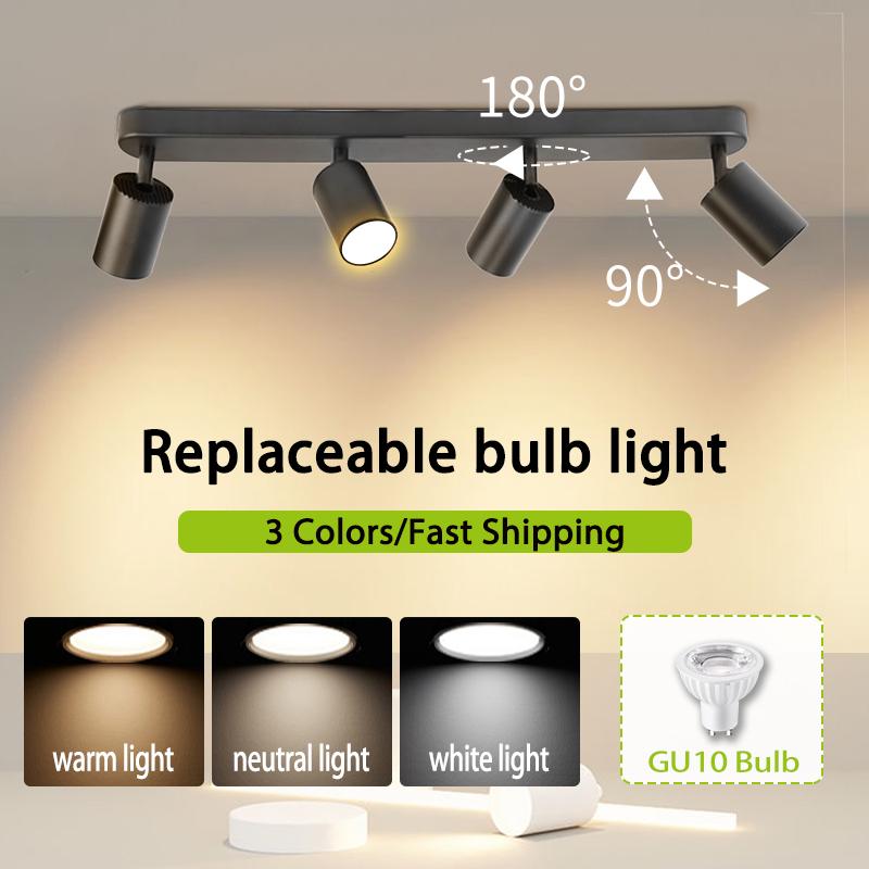 3 Color 110-220V GU10 LED Track Light Spotlight Suit Ceiling Lamp COB Spot Lights For Kitchen Commercial Living Room Home