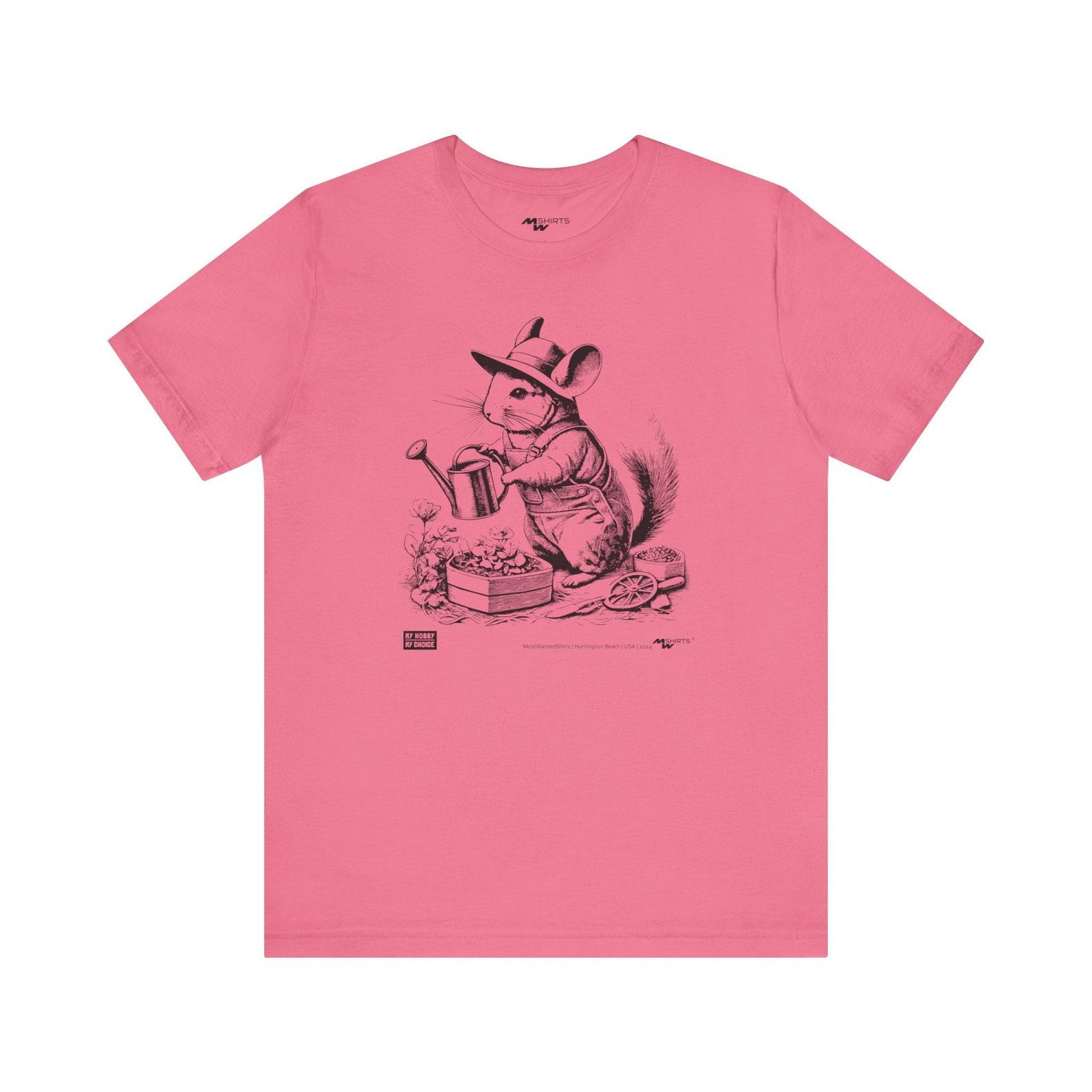 Gardening Chinchilla T-Shirt: Copper Engraving Vintage Style Unisex Tee S