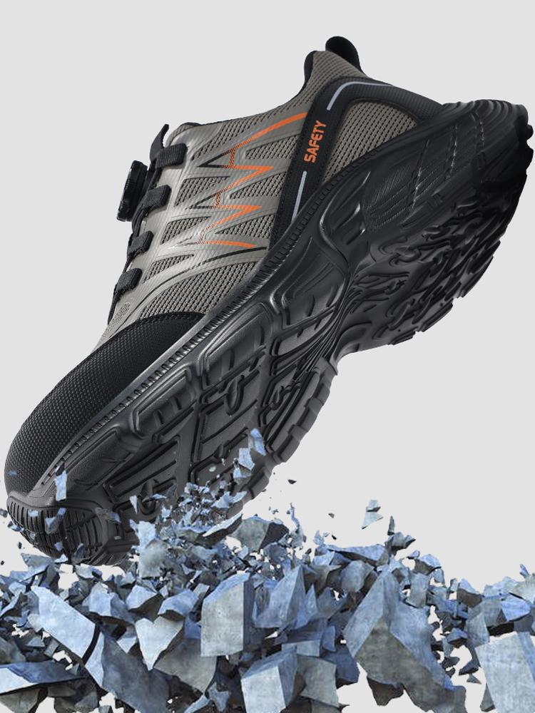 Lightweight Men Safety Shoes Anti-Smash Anti Puncture Work Shoes Rotating Button Protective Shoes Non-Slip Steel Toe Boots
