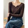 Soft Waxy Small V-neck Pit Strip with Retro Temperament Inside, Autumn and Winter New Niche Knitted Sweater, Bottoming Shirt and Top