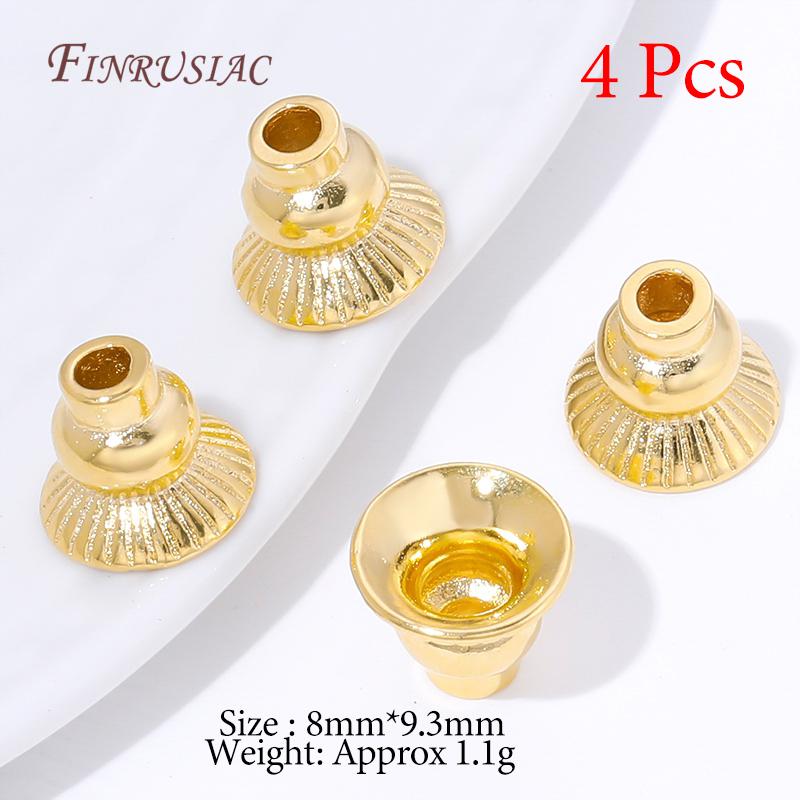 Multiple Styles 18K Gold Plated Beads Caps For Jewelry Making,Brass Flowers Caps For Bracelets DIY Accessories,Tassel End Cap