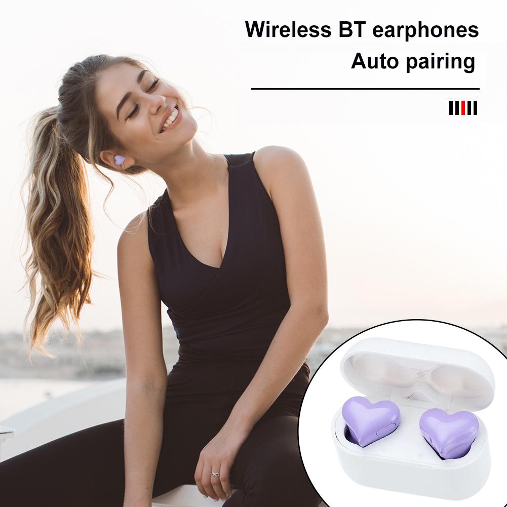 New Wireless Earphones Hi-Fi Stereo Headphones Heart-shaped Heartbuds Bluetooth-compatible In Ear Noice Cancelling Women Fashion