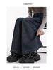 Women's High-Waisted Velvet Wide-Leg Jeans for Autumn and Winter