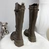 Leather platform boots women's autumn and winter high knight boots but knee boots women
