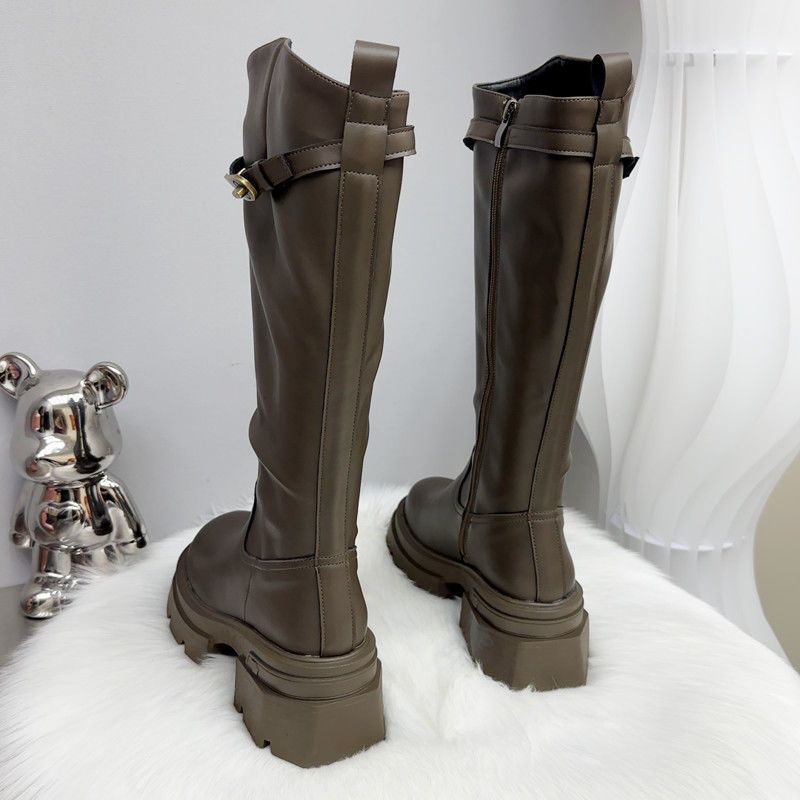 Leather platform boots women's autumn and winter high knight boots but knee boots women