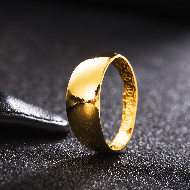 Long-lasting Vietnamese Sand Gold Polished Star Ring for Couples - Real Copper, Open Design, Imitation Gold Jewelry for Men and Women