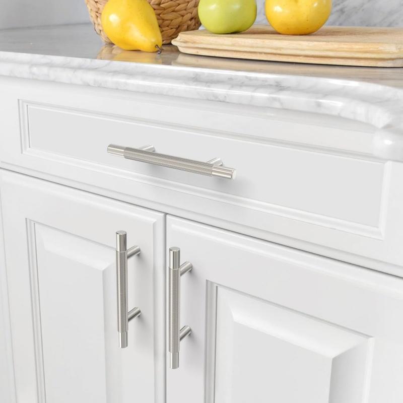 Modern Solid Aluminum Alloy Knurled Handles,Drawer Pulls,Furniture Door Carved Knobs,Round T Bar Handle Kitchen Cabinet Hardware