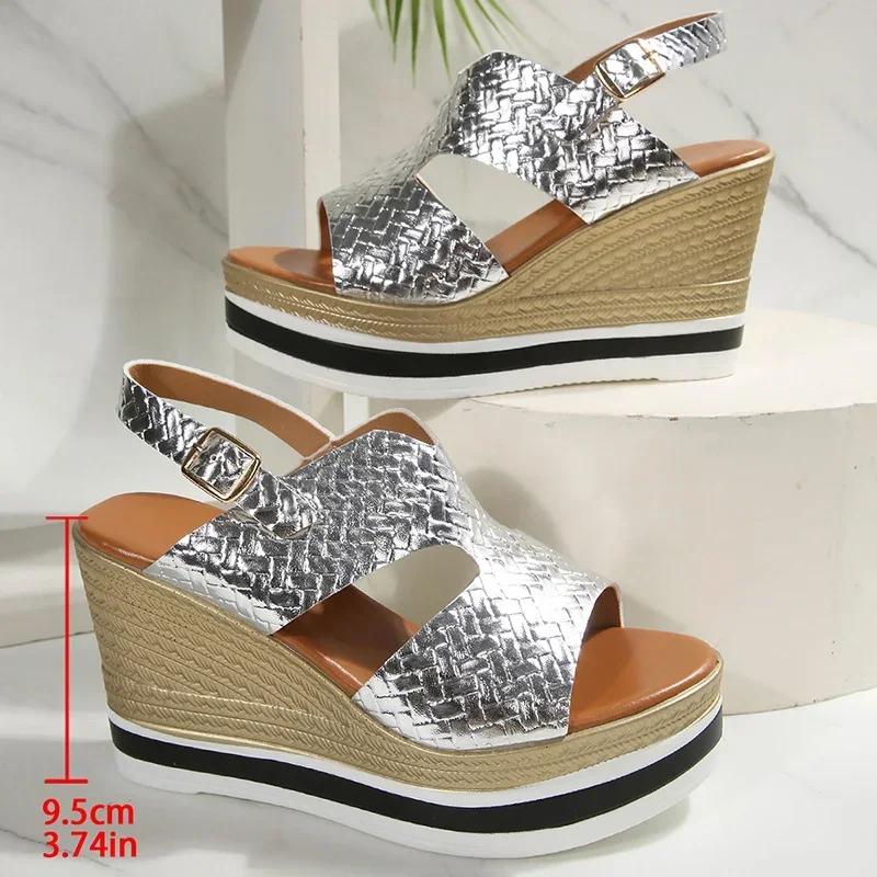 Fashion 2025 Summer Women Shoes Back Strap Chunky Platform Sandals Women Peep Toe Wedge High Heels Sandles Woman Chunky Heeled Sandalias