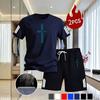 Men's Summer Mesh Sportswear Set: Quick-Dry NY Print Short Sleeve & Shorts