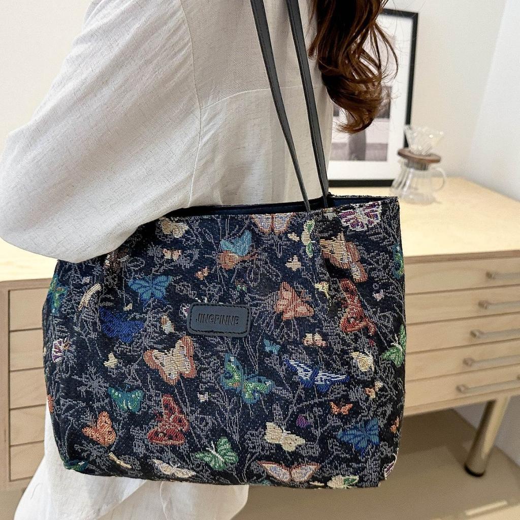 Large capacity women's bag handbag 2025 new fashion canvas bag ins shoulder tote commuter bag