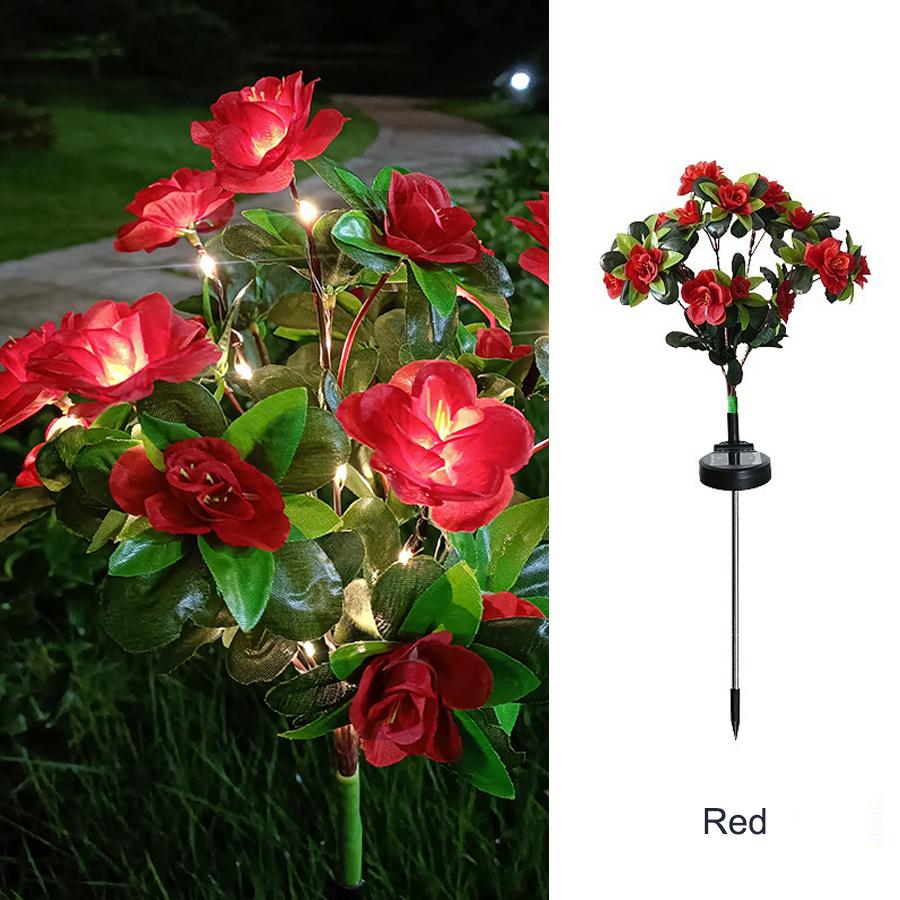 

LED simulation lawn light, solar azalea flower ground plug light, outdoor courtyard decoration light