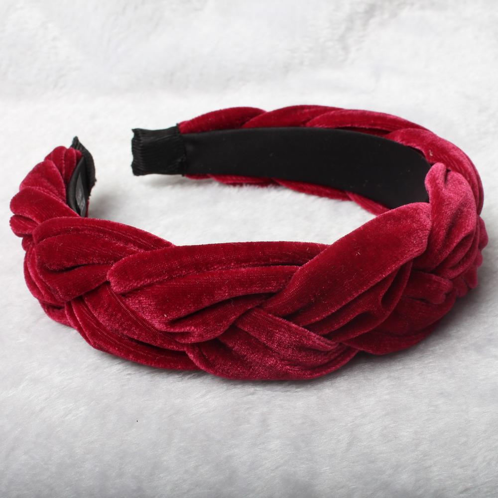 Oversized Plaited Velvet Headband For Women Ladies Wide Hairband Solid Color Braid Hair Loop Retro Twist Turban Hair Accessories