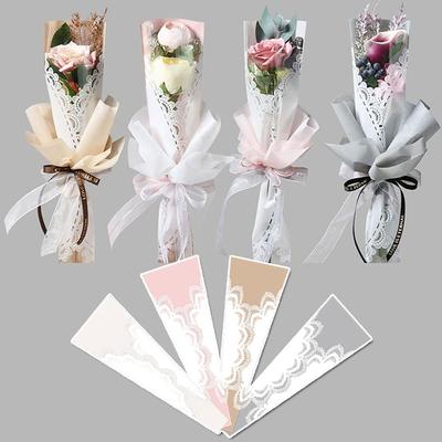 20Pcs Gift Wrapping Flower Package Bag Vintage Lace Flower Opp Bag Bouquet Wrapping Paper