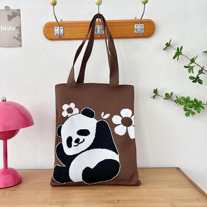

Women s Single Shoulder Crossbody Bag - 2024 Summer Panda Design Handbag, Polyester Knitted Souvenir