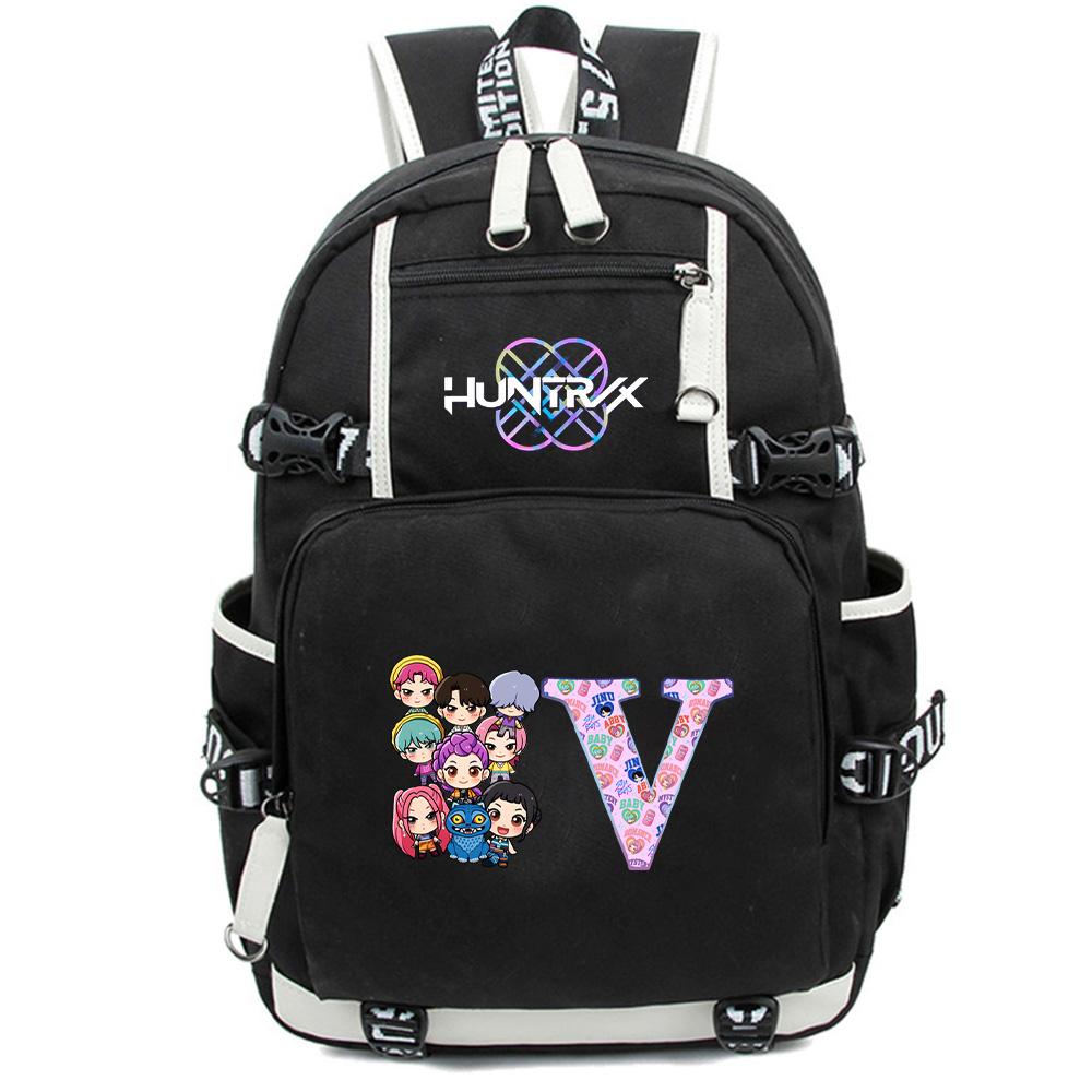 26 English Letter K-Pop Demon Hunters Backpack Large Capacity Bookbag Laptop Unisex Student Boy Girl School Bag Large Capacity Travel Outdoor Bag Gift