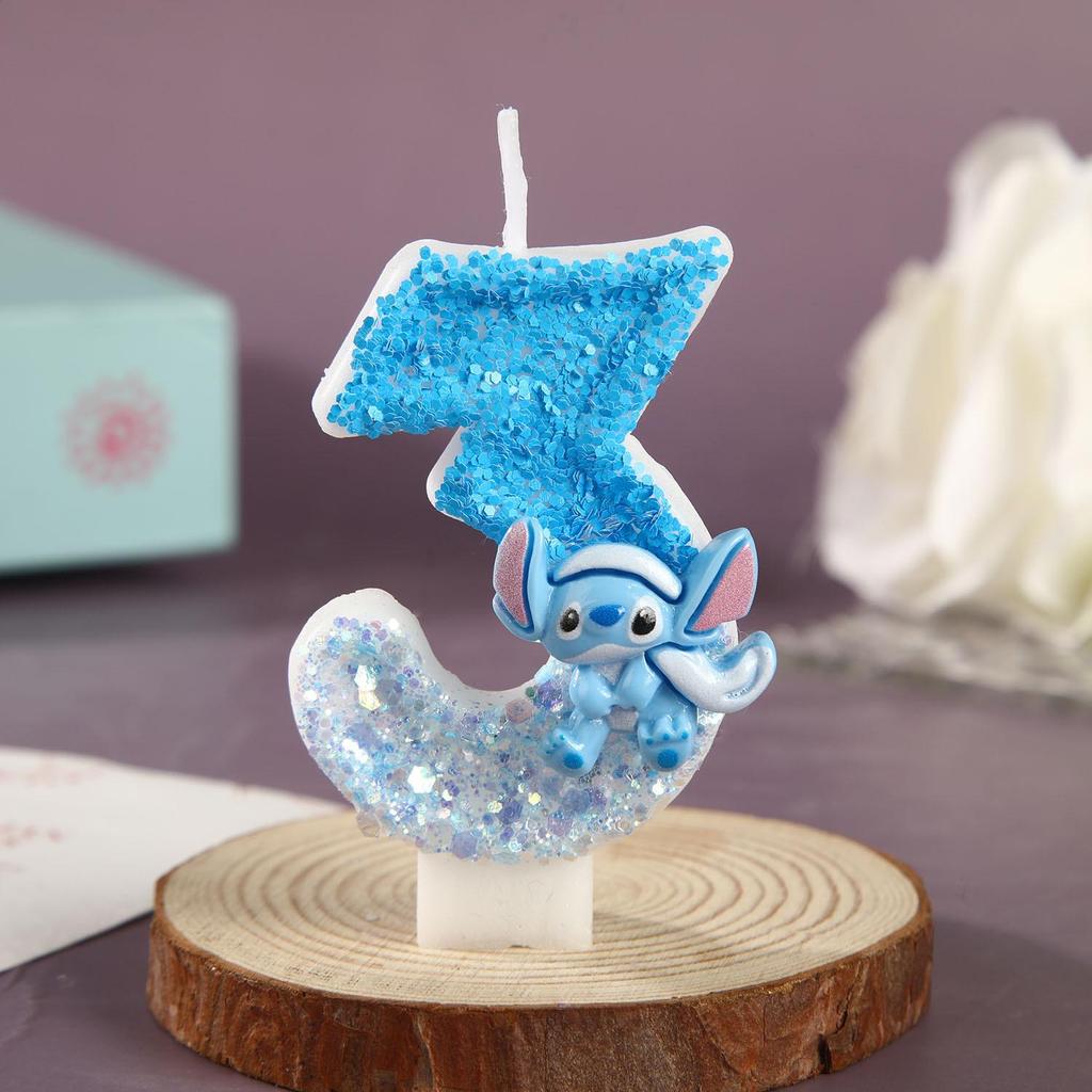 Creative Blue Stitch Birthday Cake Candles for First Birthday Celebration