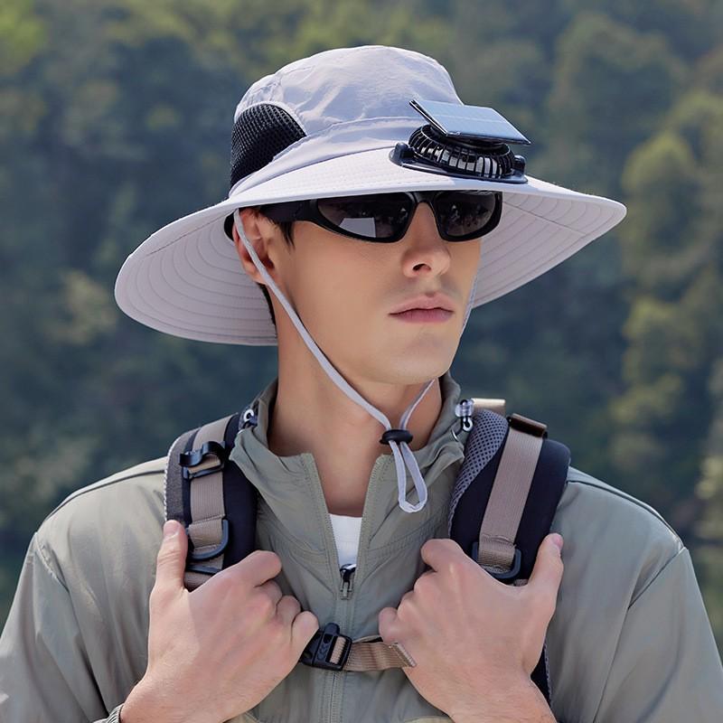 Solar Powered Fan Hat Men Women Outdoor Fishing Hiking UV Protection Breathable Quick Dry Wide Brim Sun