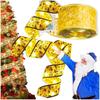 Satin ribbon Christmas garland LED chain gold eco Christmas tree lights