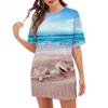 Beach Shell Dresses For Summer Women Landscape Pattern 3D Print Dress Loose Short Sleeve Casual Fashion Clothing