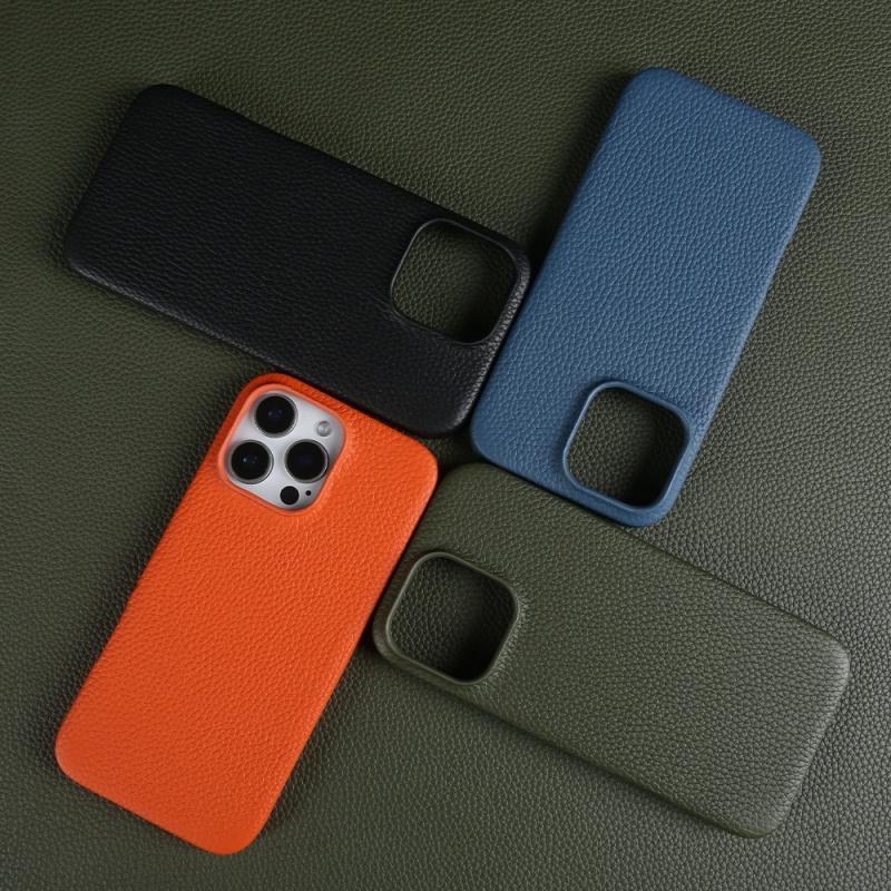 Luxury Litchi Genuine Leather Magnetic Suction Case For Iphone 17 16 15 14 13 Pro Max Air Full Protection Shockproof Back Cover