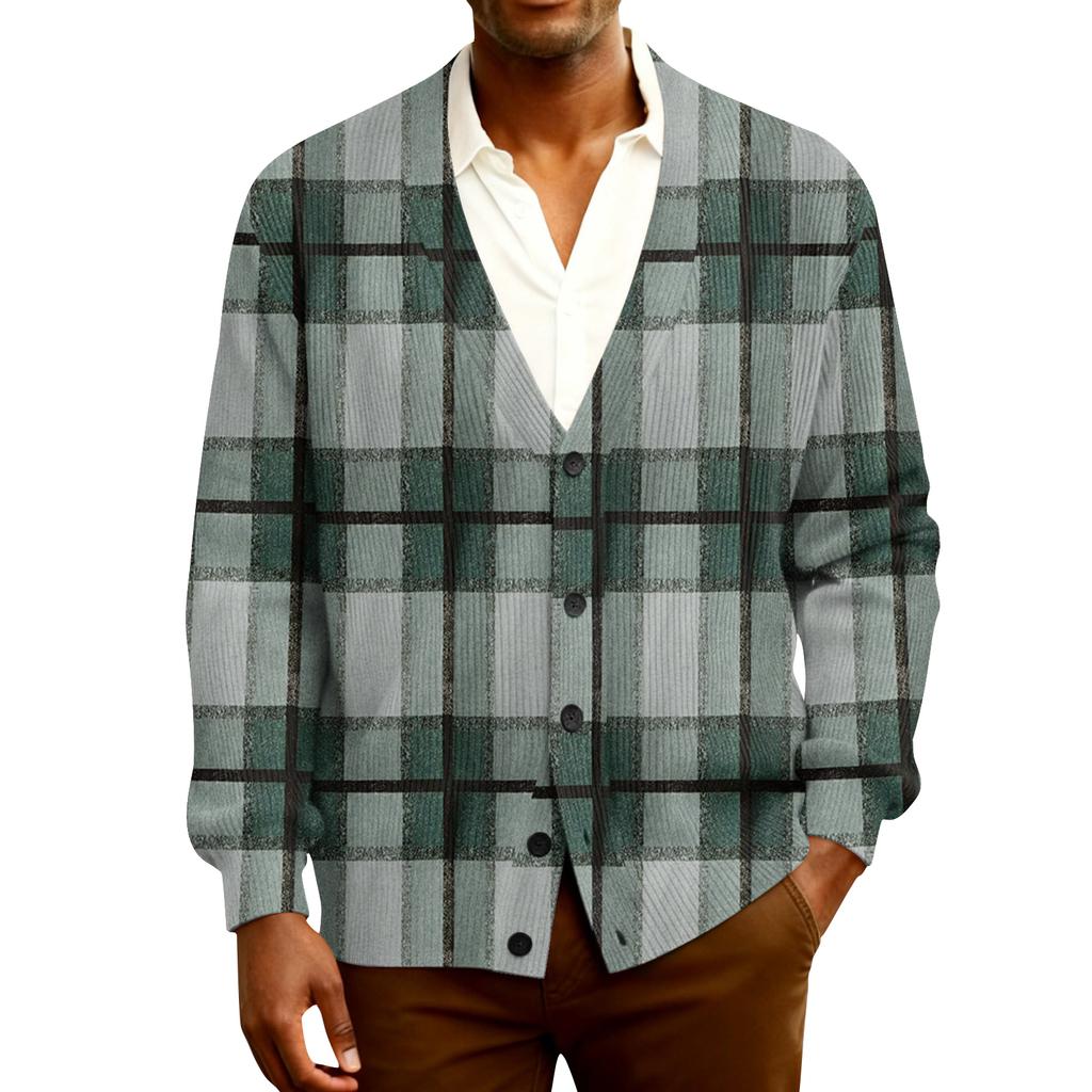 Men's Ribbed Knit Long-Sleeve Cardigan