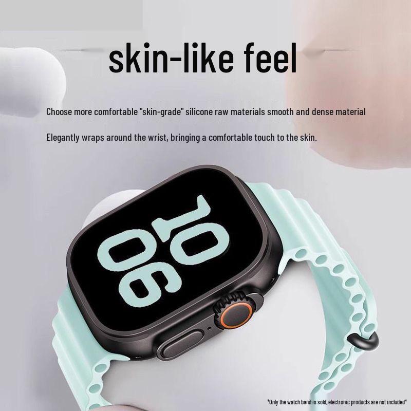 Double Buckle Solid Silicone Strap for Apple Watch Series 1, 8, 9