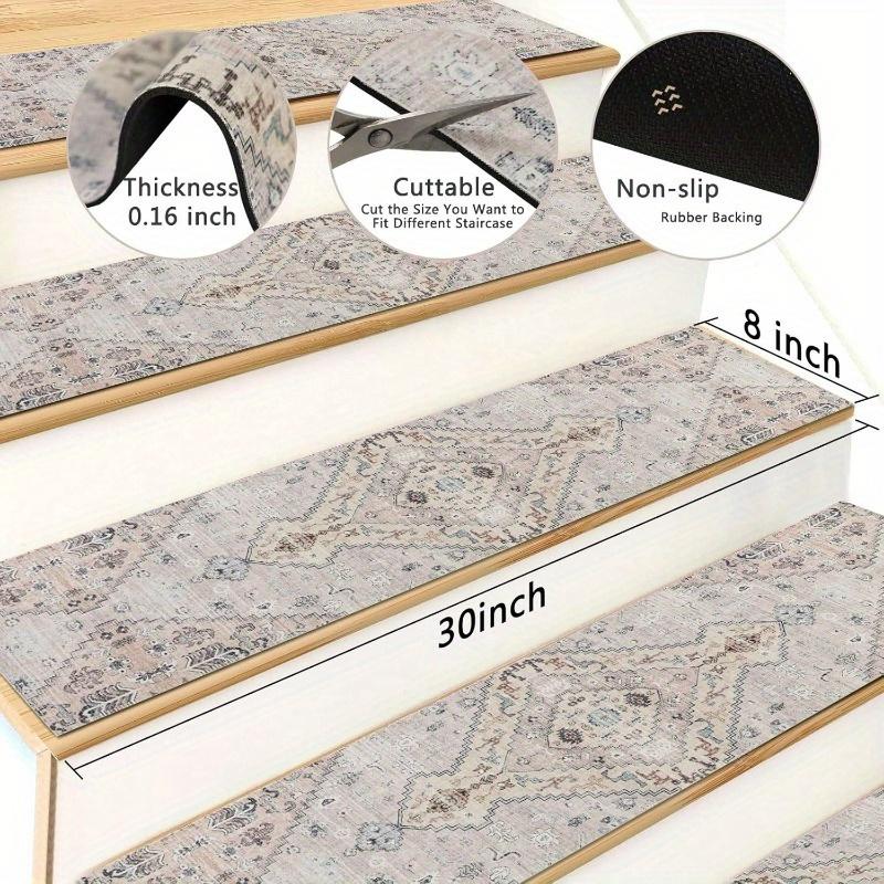 Non-Slip Carpet Stair Treads for Wooden Steps,  These Rubber Stair Runners Are Designed for Indoor Use, Providing Safety Mats