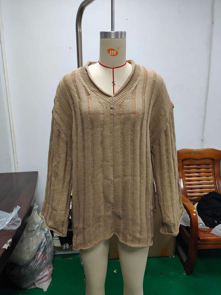 Damen Baumwolle & Leinen Freizeitpullover - Europäisch & Amerikanisch Herbst/Winter Lockerer Mode-Top