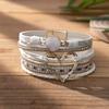 Leather Bohemian Style Bracelet Crystal Stacked Zircon Bracelets Heart Woven Bracelet  For Women