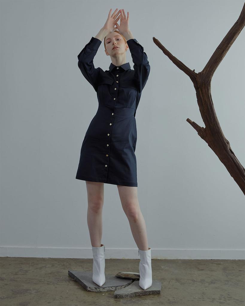 SALON DE SEOUL Zenith Shirt Dress - Navy