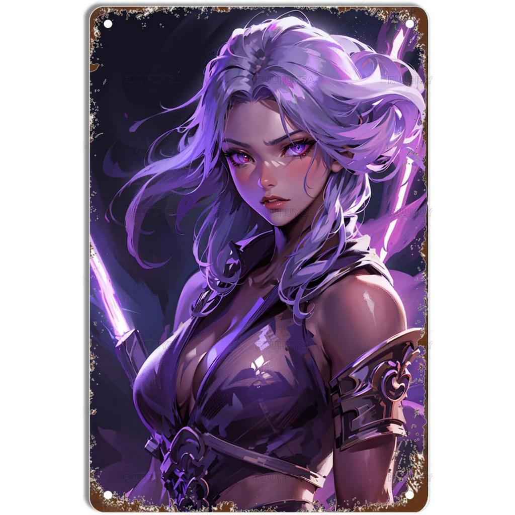 Mfoever Pinup Anime Fox Girl Metal Tin Signs Plaque Wall Decoration Vintage Posters Iron Painting for Man Cave Home Cafe Garden Club Bar