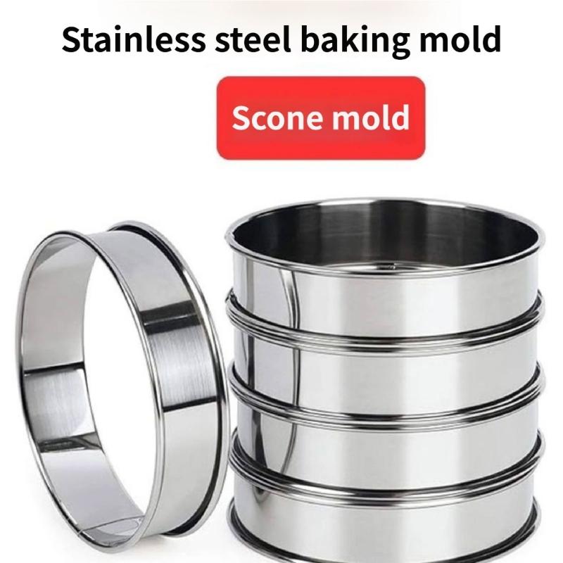 Stainless Steel Tarts Rings Double Edges Design, Safe Stable Baking Tool for Cakes and Dessert