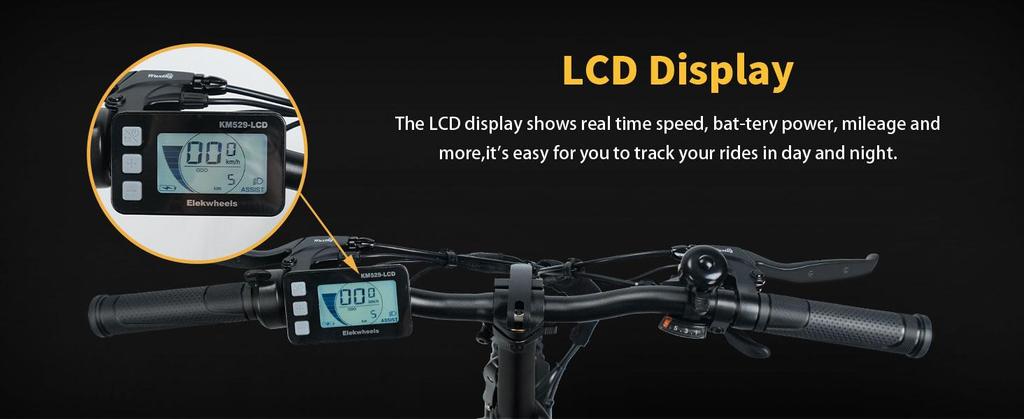 ElekWheels E5 750W Electric Bike - Foldable Fat Tire eBike with Dual Suspension, 50KM Range, LCD Display & Dual Disc Brake