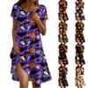 Short Sleeve Dress For Women Casual Loose Fit Summer Sundress  Print Dress With Pockets