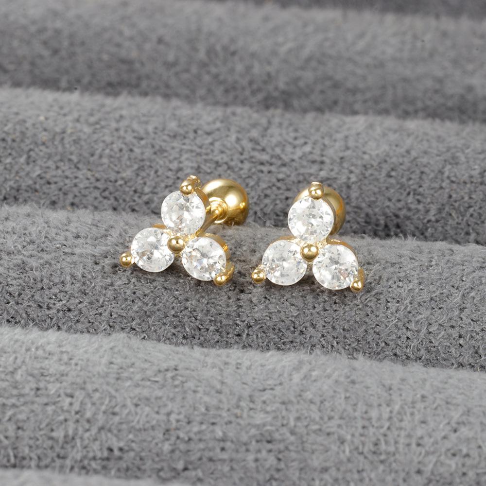 Korean Earrings Geometric Triangle Color Piercing Ear Stud Ximang Seller in Europe and America Mini Bone Studs Simple