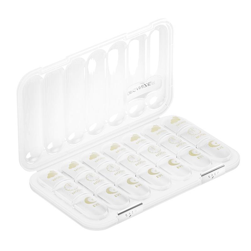 Weekly Portable Pill Organizer and Dispenser with Large-Capacity Pill Splitter