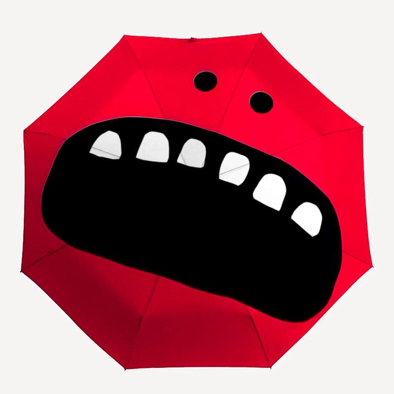 

1pc Smile Teeth Fashionable Automatic Opening/Closing Folding Umbrella with 8 Bones, Windproof Portable, Daily Use021