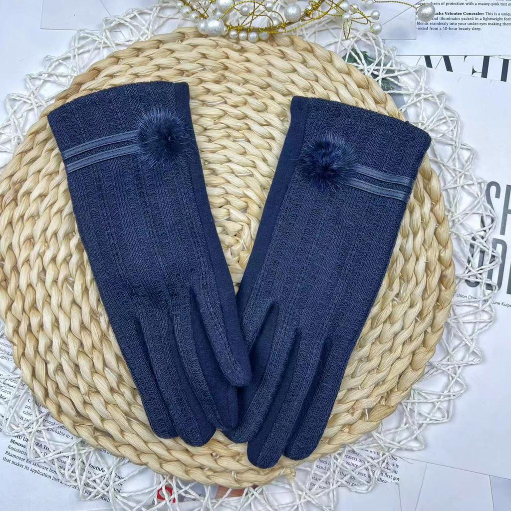 Touch Screen Gloves Women'S Fashion Fleece Thickened Warm Outdoor Student Windproof Knitted Riding Driving Gloves