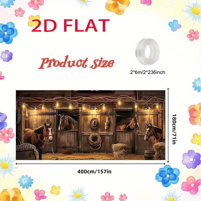 Dwuwymiarowe Tło z Drewnianą Stajnią dla Konia na Boże Narodzenie Photo Booth