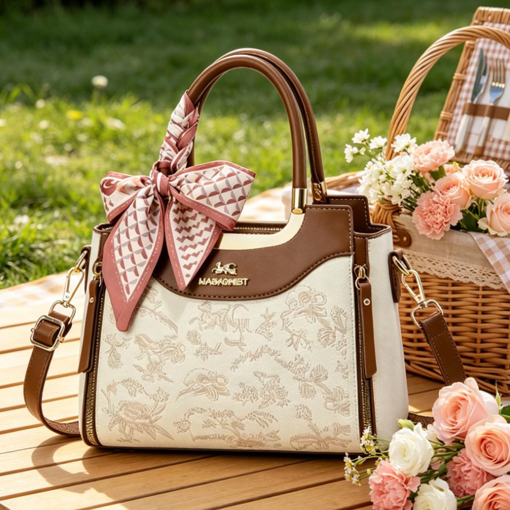 Premium Oriental Embroidery Handbag For Mature Ladies, Multiway All-Match Daily Shoulder & Crossbody Bag