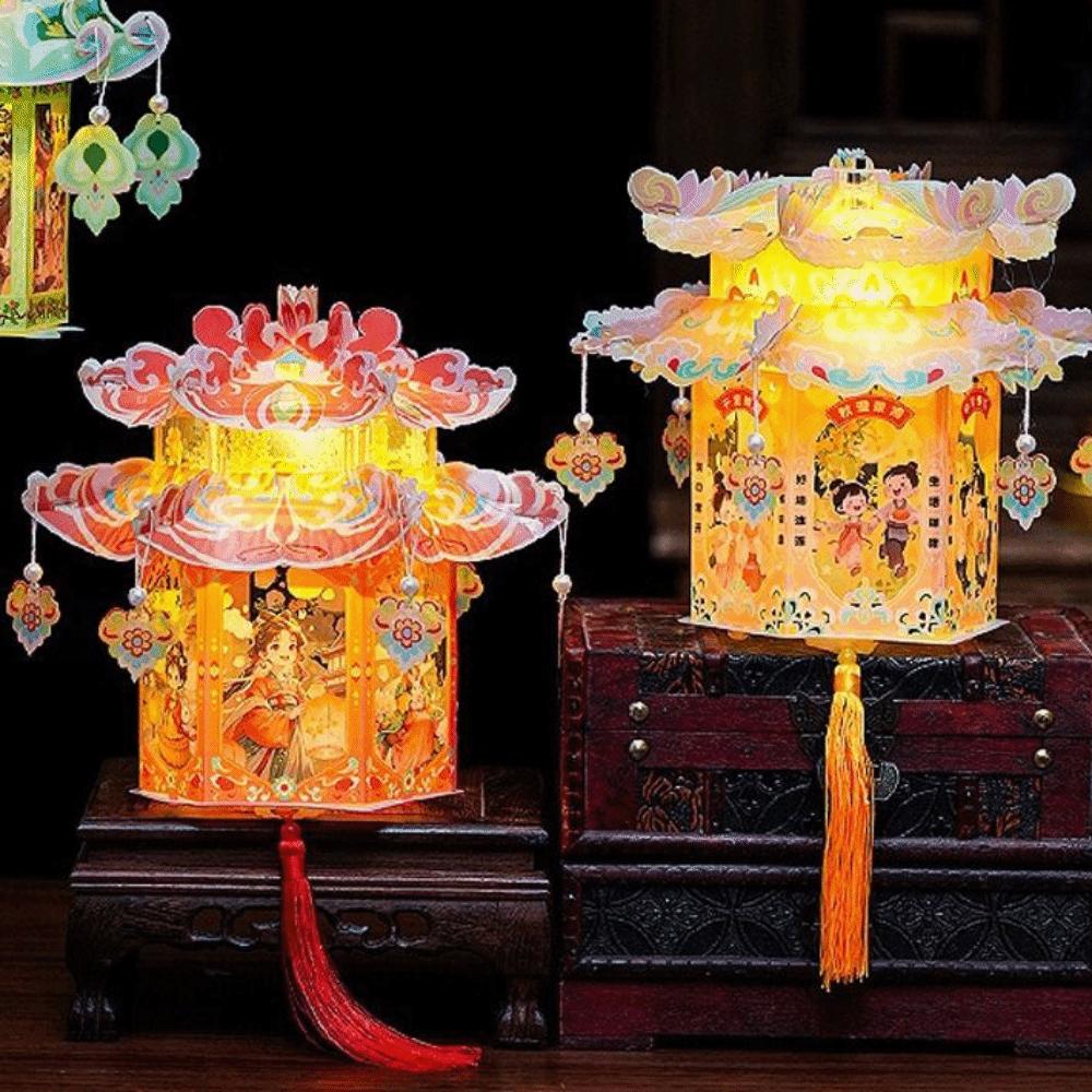 Chinese Style Bunny Lantern Kit PVC Luminous Lantern Mid-Autumn Festival Lantern  Kindergarten